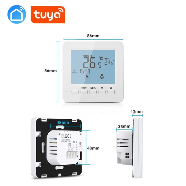 Programmable Thermostat for WiFi Gas Thermostat Temperature Controller for Gas Boilers with Alexa Google Home