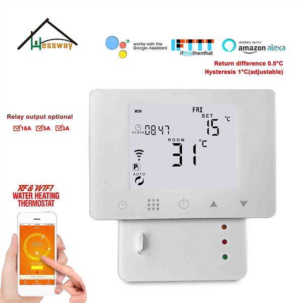Return Difference 0.5degree RF Wireless Room Thermostat WiFi Temperature Control for Floor Heating System 3A/5A/16A Optional