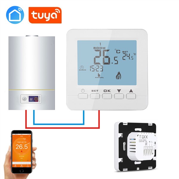 Tuya App Weekly Programmable Wall-Mounted Gas Boiler Wireless Thermostat WiFi for IFTTT Alexa Google Home