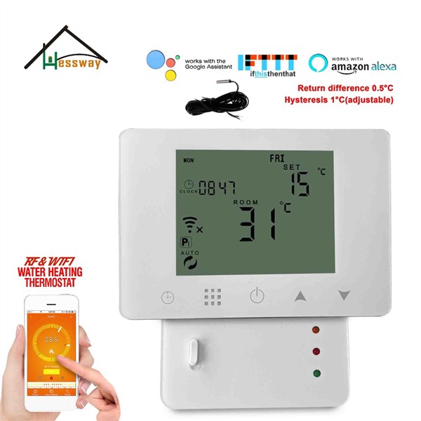 HESSWAY TUYA Dual Sensor WiFi Wireless&RF Heating Thermostat for Infrared Radiation Heating 16A