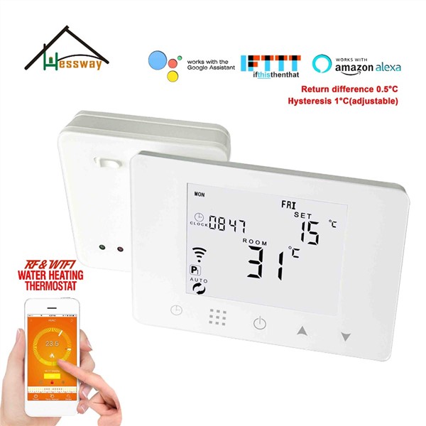 HESSWAY TUYA WiFi & RF Wireless Room Gas Boiler Thermostat for Dry Contact/Passive Contact 5A