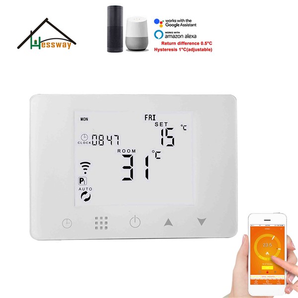 HESSWAY TUYA Smart Wall Mounting WiFi & RF Wireless Room Thermostat for Warm Floor 3A/5A/16A Optional