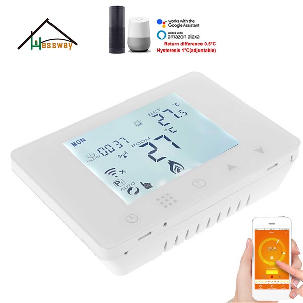 HESSWAY TUYA Smart Wall Mounting WiFi & RF Wireless Room Thermostat for Warm Floor 3A/5A/16A Optional