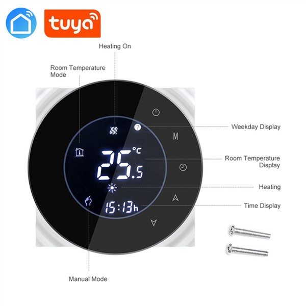 Tuya App WiFi Intelligent Thermostat Temperature Controller for Electric Floor Heating with Alexa Google Home