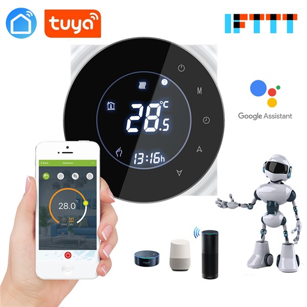 WiFi 16A Thermoregulator Touch Screen Thermostat for Warm Floor, Electric Heating System Thermostat with Google Home/Alexa/Echo