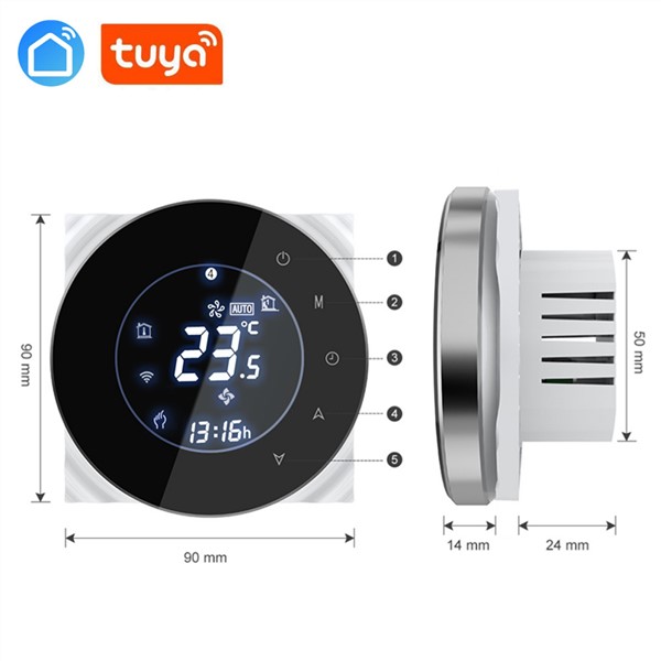 LCD Touch Screen Water Heating Thermostat Weekly Programmable Room Temperature Controller 3A 95-240V Tuya App