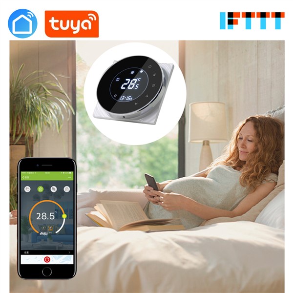 Tuya App Water Floor Heating Thermostat for Warm Floor Heating Round Touch Screen Room Temperature Controller