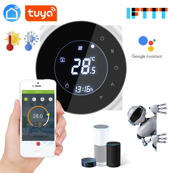 Tuya App WiFi Smart Thermostat Temperature Controller for Gas Boiler Touchscreen LCD Display Thermostat Energy Saving Thermostat