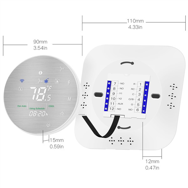 24V WiFi Smart Heat Pump Thermostat Temperature Controller Smart Life/Tuya APP Remote Control, Works with Alexa Google Home