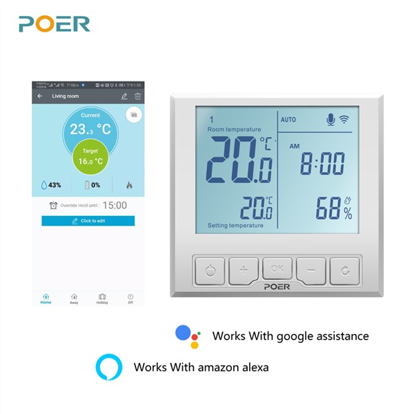 WiFi Smart Thermostat Temperature Controller for Gas Boiler Electric Underfloor Heating Humidity Display Works with Alexa