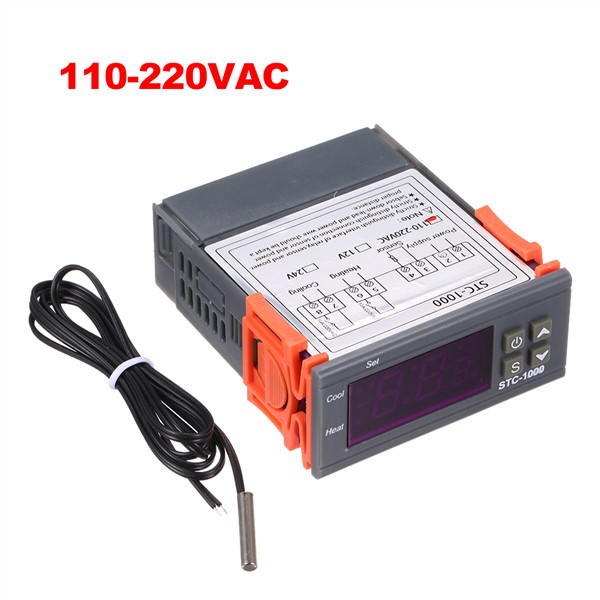 Digital Temperature Controller Heating Cooling Centigrade Thermostat 2 Relays Output with Sensor Temperature Controller 220V 24V