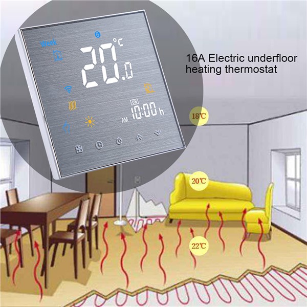 WiFi Thermostat for Electrical Heating Underfloor Temperature Controller Smart Life/Tuya APP Works with Alexa Google Home
