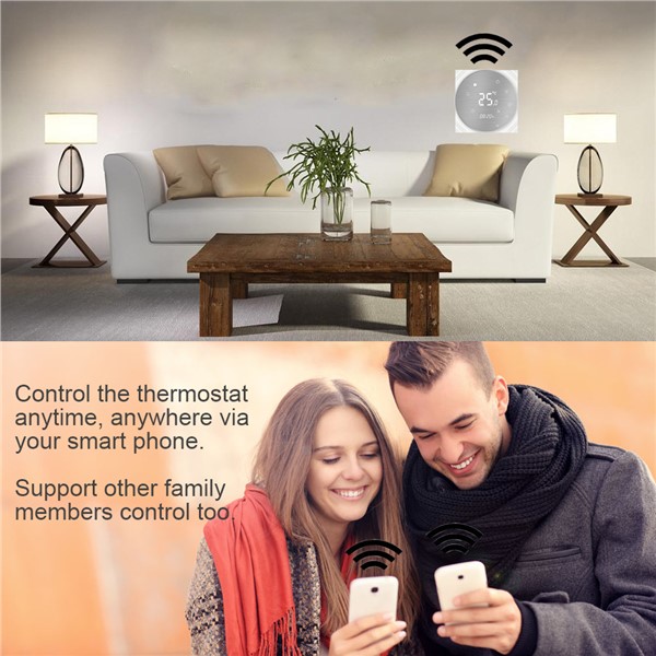 WiFi Smart Thermostat for Water/Gas Boiler/Electric Floor Heating Temperature Controller with Power off Memory Function 16A/3A