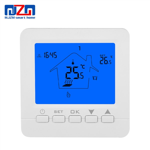 Weekly Programmable Underfloor Heating Thermostat Digital Room Temperature Controller Thermostat White Blue Backlight