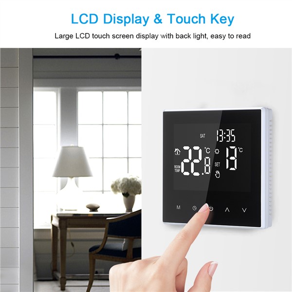 16A Smart Thermostat Digital Temperature Controller Weekly Circulation Programmable Electric Underfloor Heating Large LCD Screen