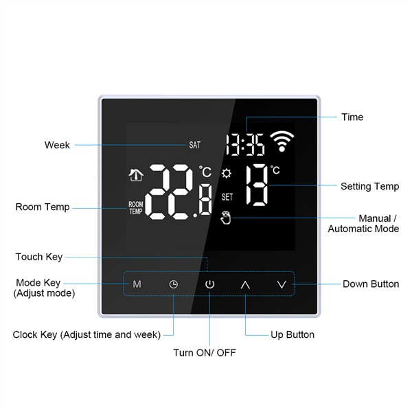 WiFi Thermostat Temperature Controller Programmable Temperature Controller Floor Heating Thermostat Home Smart Thermostat