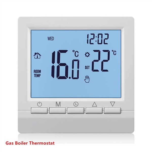 Gas Boiler Heating Thermostat Blue 1.5V Battery Powered Temperature Regulator for Boilers Weekly Programmable