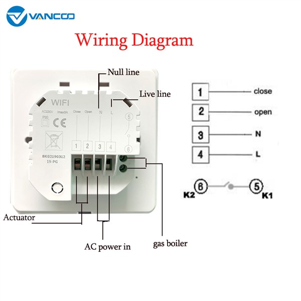 Vancoo WiFi Smart Thermostat Temperature Controller Gas Boiler / Electric Floor Heating Voice Controlled Thermostat 16A/3A
