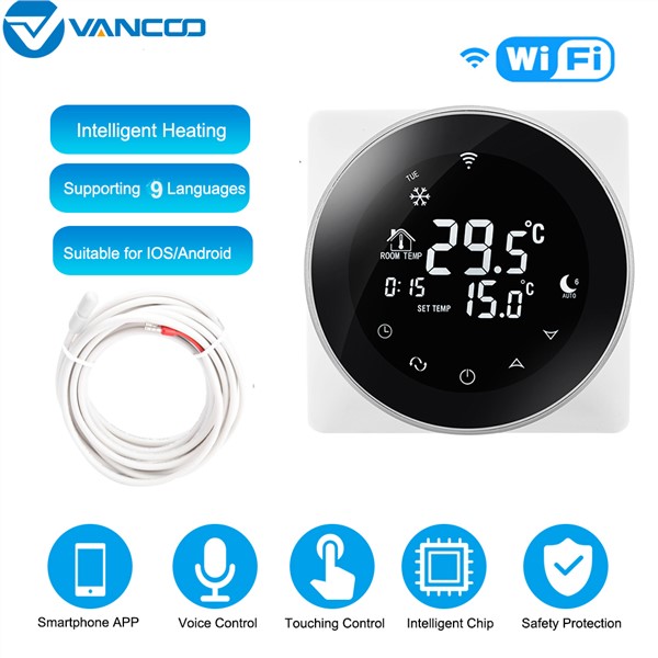 Vancoo WiFi Smart Thermostat Temperature Controller Gas Boiler / Electric Floor Heating Voice Controlled Thermostat 16A/3A