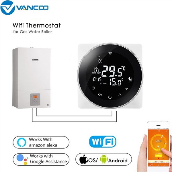 Vancoo WiFi Smart Thermostat Temperature Controller Gas Boiler / Electric Floor Heating Voice Controlled Thermostat 16A/3A