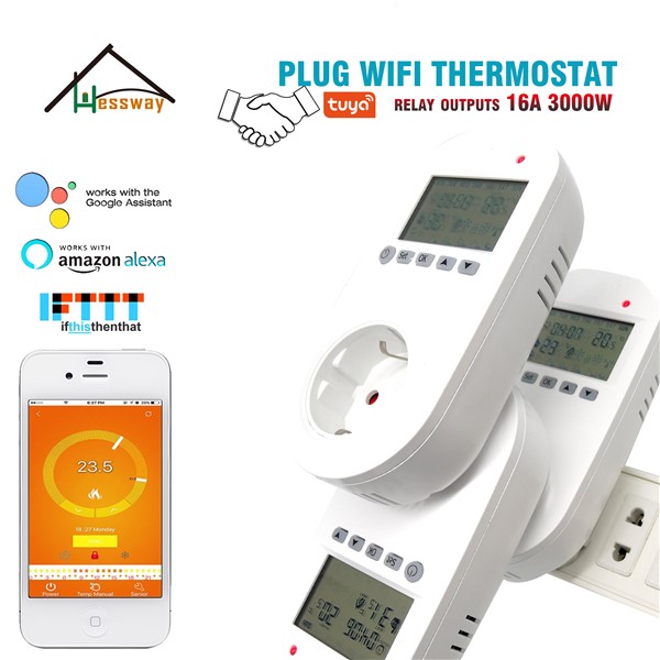 16A Weekly Programmable WiFi Heating Thermostat Eu Plug