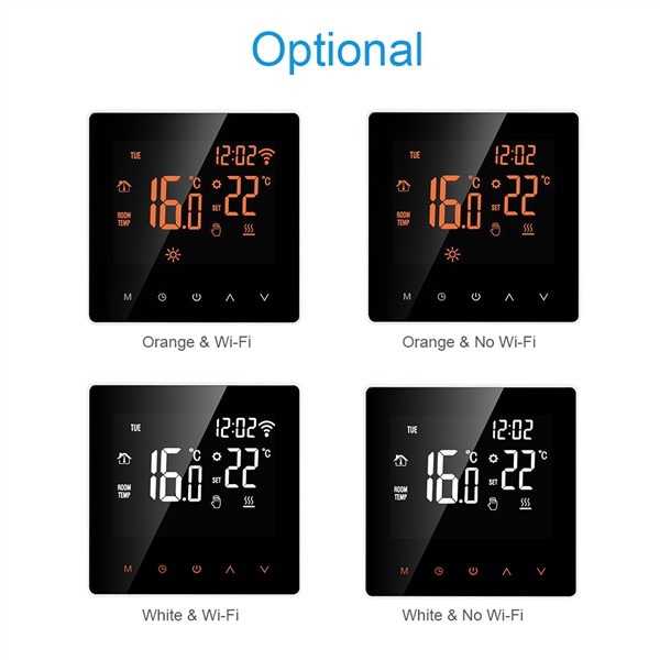 Thermostat 16A Wi-Fi /NO WiFi Orange / White Smart Thermostat Digital Temperature Controller APP Control LCD DisplayTouch Screen