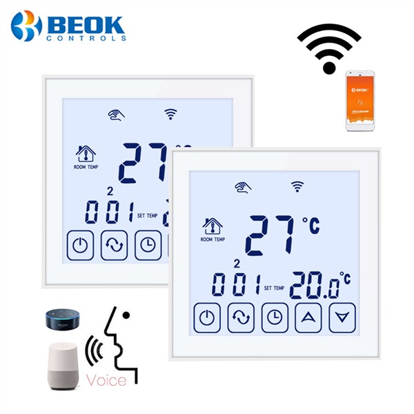 Beok 2 Pcs/Pack 220V Room Thermostat WiFi Floor Heating Temperature Controller Works with Google Home Alexa