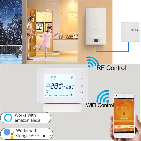 2 Pcs RF Wireless WiFi Thermostat Programmable Temperature Regulator Gas Boiler Heating Remote Control Temperature Controller