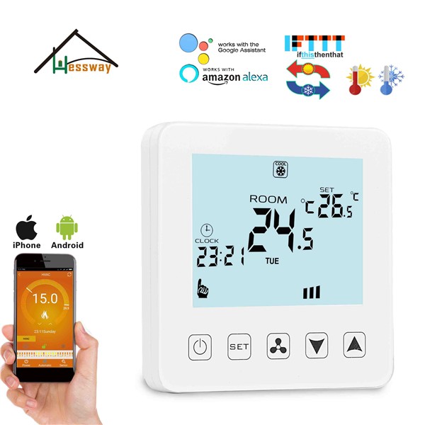 HESSWAY 2pcs 4P&2P Heating Cooling Thermostat WiFi Smart Temperature Control