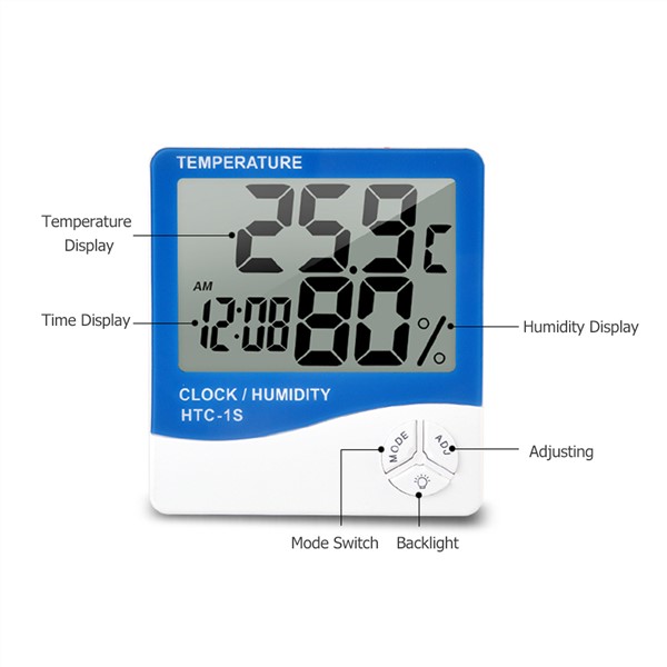 Temperature Meter LCD Indoor Thermometer Hygrometer Room ℃/℉ Temperature Humidity Gauge Meter Alarm Clock Digital Thermometer