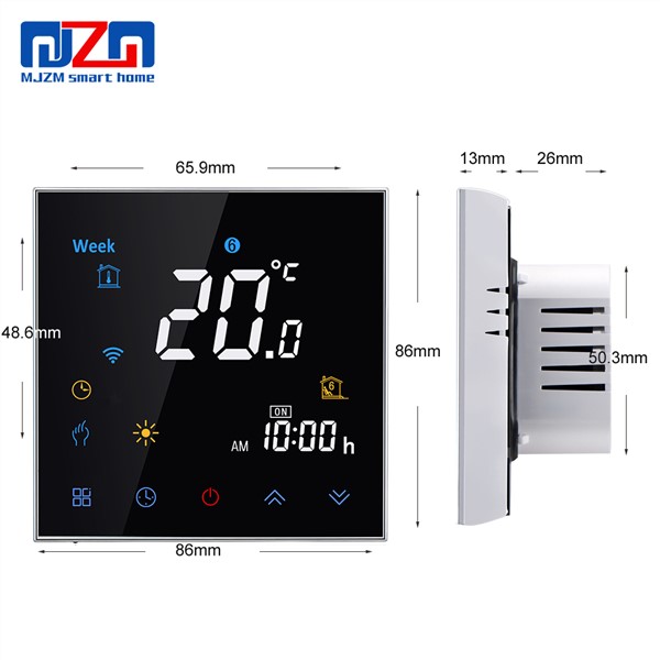 MJZM Smart Digital Electric/Gas Boiler Heating Thermostat WiFi Voice Control Touchscreen LCD Display Room Temperature Controller