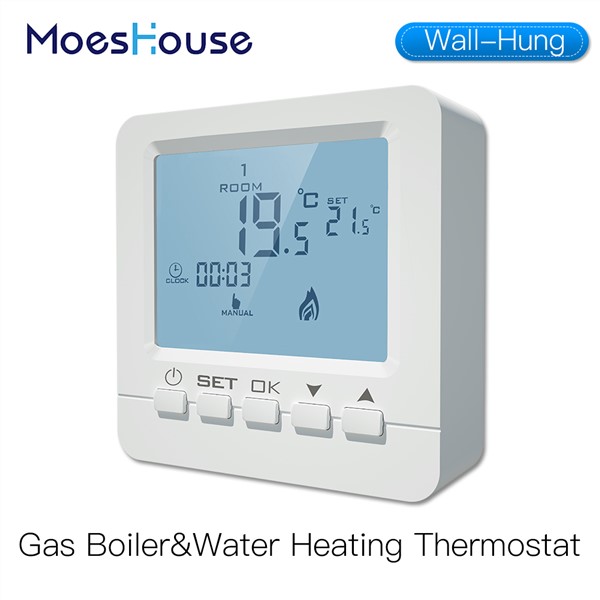 LCD 5A Wall-Hung Gas Boiler Heating Temperature Programmable Thermostat Battery Powered Thermoregulator with Backlight