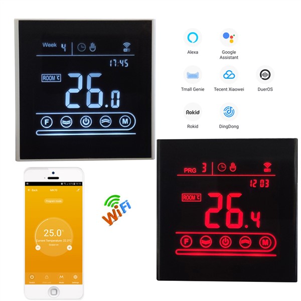 WiFi 95~240V Alexa Google Home Electric Floor Heating Thermostat LCD Touch Screen Intelligent APP Control Temperature Regulator