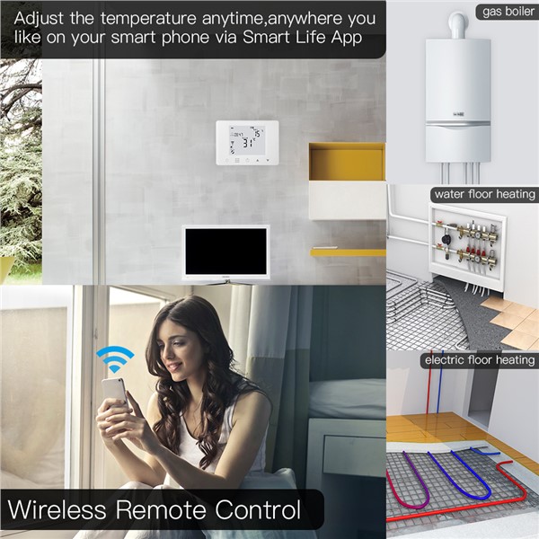 WiFi Smart Thermostat Wall-Hung Gas Boiler Water Electric Underfloor Heating Temperature Controller Work with Alexa Google Home