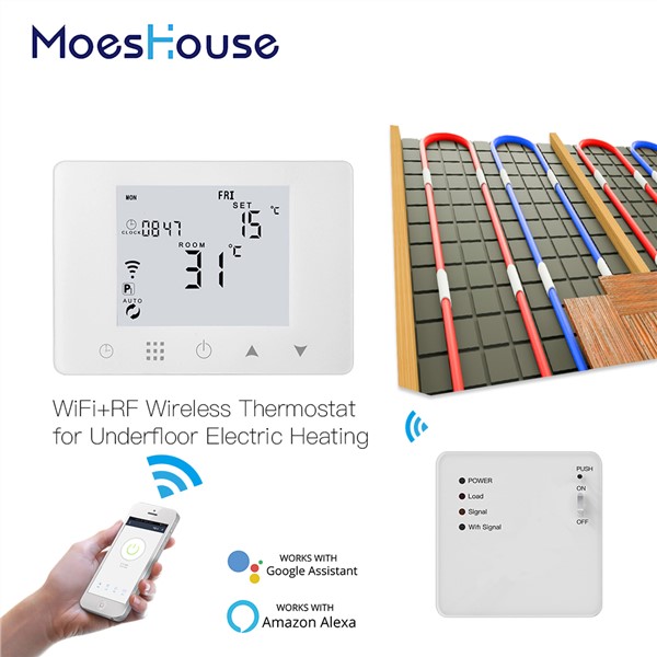 WiFi Smart Thermostat Wall-Hung Electric Underfloor Heating Temperature Controller Work with Alexa Google Home