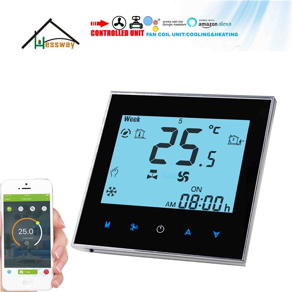 HESSWAY Heat Cool Temp Rs485 Modbus 0-10V WiFi THERMOSTAT for Programable Thermostatic Valve&Fan