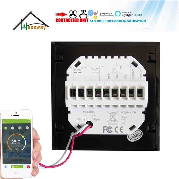 HESSWAY Heat Cool Temp Rs485 Modbus 0-10V WiFi THERMOSTAT for Programable Thermostatic Valve&Fan