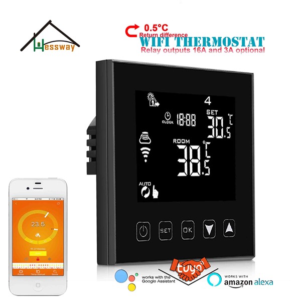 HESSWAY 3A 16A Smart Floor Heating Thermostat WiFi for Hvac System Thermostatic Controls