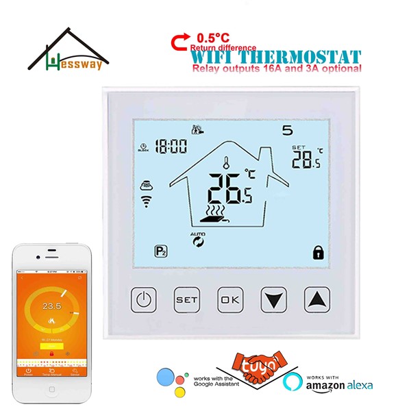 HESSWAY Thermoregulator Touch Screen Heating Thermostat WiFi for Boiler Water Heating 3A 16A