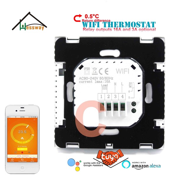 HESSWAY Thermoregulator Touch Screen Heating Thermostat WiFi for Boiler Water Heating 3A 16A