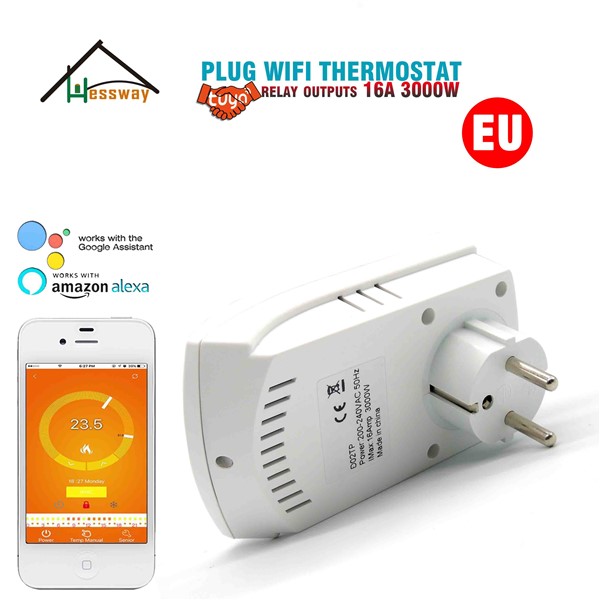 16A Programmable WiFi Thermostat Plug Socket EU for Electric Floor Heating