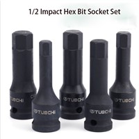 1/2&amp;quot; Dr Hex Driver Impact Bit Socket Set CR-MO Screwdriver Bits Set H4-H22 Adapter Head for Torque Spanner Ratchet Socket Wrench