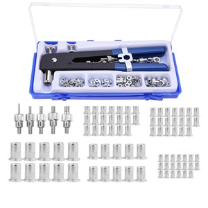 NEW 86pcs M3-M8 Hand Riveter Nut Rivet Gun Kit Manual Threaded Nut Rive Tool Kit Stainless Steel Nuts Metric Thread for Screws