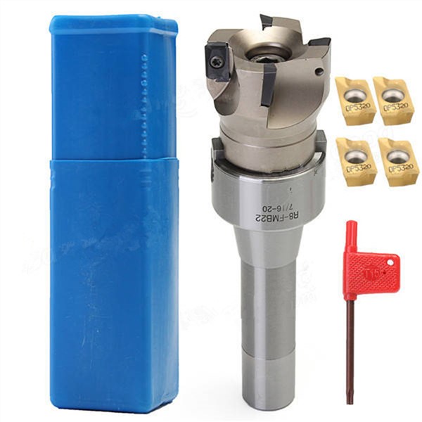 R8 FMB22 Straight Shank Arbor 400R Face End Mill Cutter with 4Pcs APMT1604 Carbide Inserts