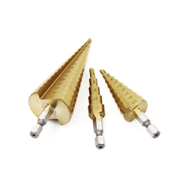 Hss Titanium Step Drill Bit 3-13/3-12/4-12/4-20/4-22/4-32 Mm Step Cone Cutting Tools Steel Woodworking Metal Drilling Set