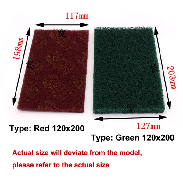 2 Pcs Red/Green Industrial Scouring Pad Coarse Scotch Brite Flexible Nonwoven Scouring Hand Pad Industry Kitchen Cleaning Cloth