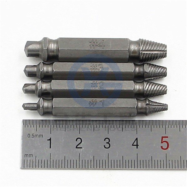 Screw Extractor Double Head Screwdriver Bit Broken Wire Drill Set Screw Extractor Double Head Screw Removal Tool 4 Pcs/Set