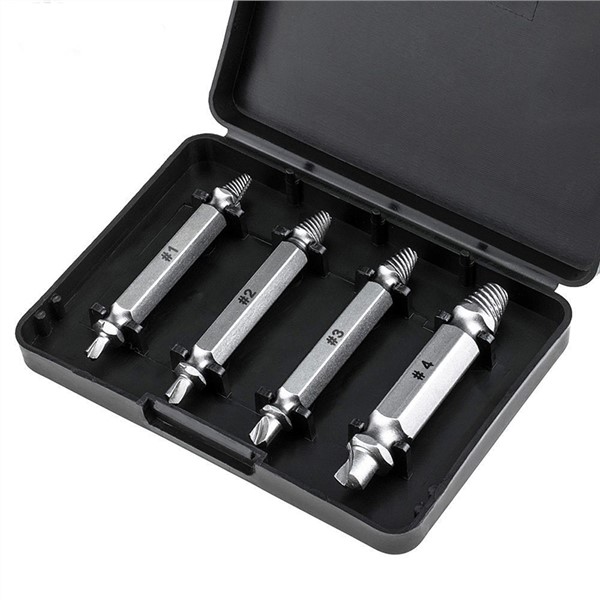 Screw Extractor Double Head Screwdriver Bit Broken Wire Drill Set Screw Extractor Double Head Screw Removal Tool 4 Pcs/Set