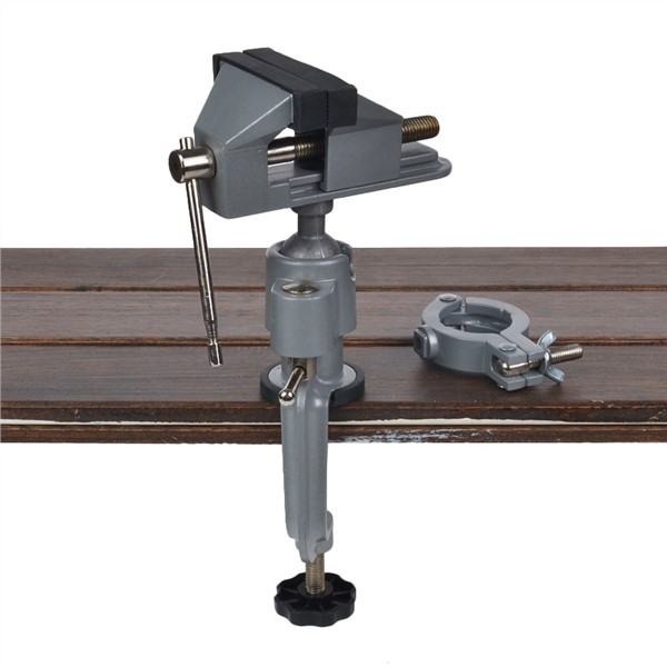 2-in-1 360 Degree Rotating Table Vise Multifunctional Aluminium Alloy Swivel Bench Vise Clamp Electric Drill Stand Rotating Tool