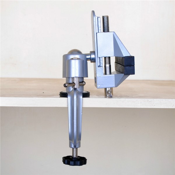 2-in-1 360 Degree Rotating Table Vise Multifunctional Aluminium Alloy Swivel Bench Vise Clamp Electric Drill Stand Rotating Tool